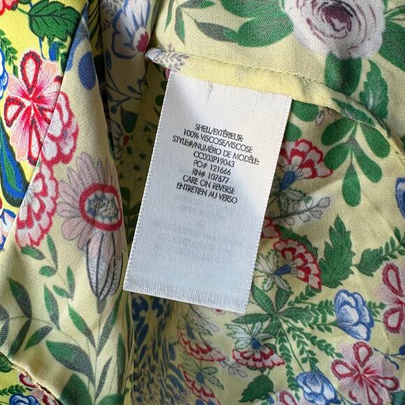 Alice and Olivia Button Down Top Willa Yellow Floral Print Blouse Size Small - Picture 6 of 7